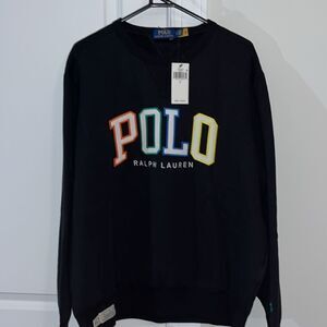 Polo Bear by Ralph Lauren Rainbow Sewn Raised Spell Out Letter Fleece Sweatshirt